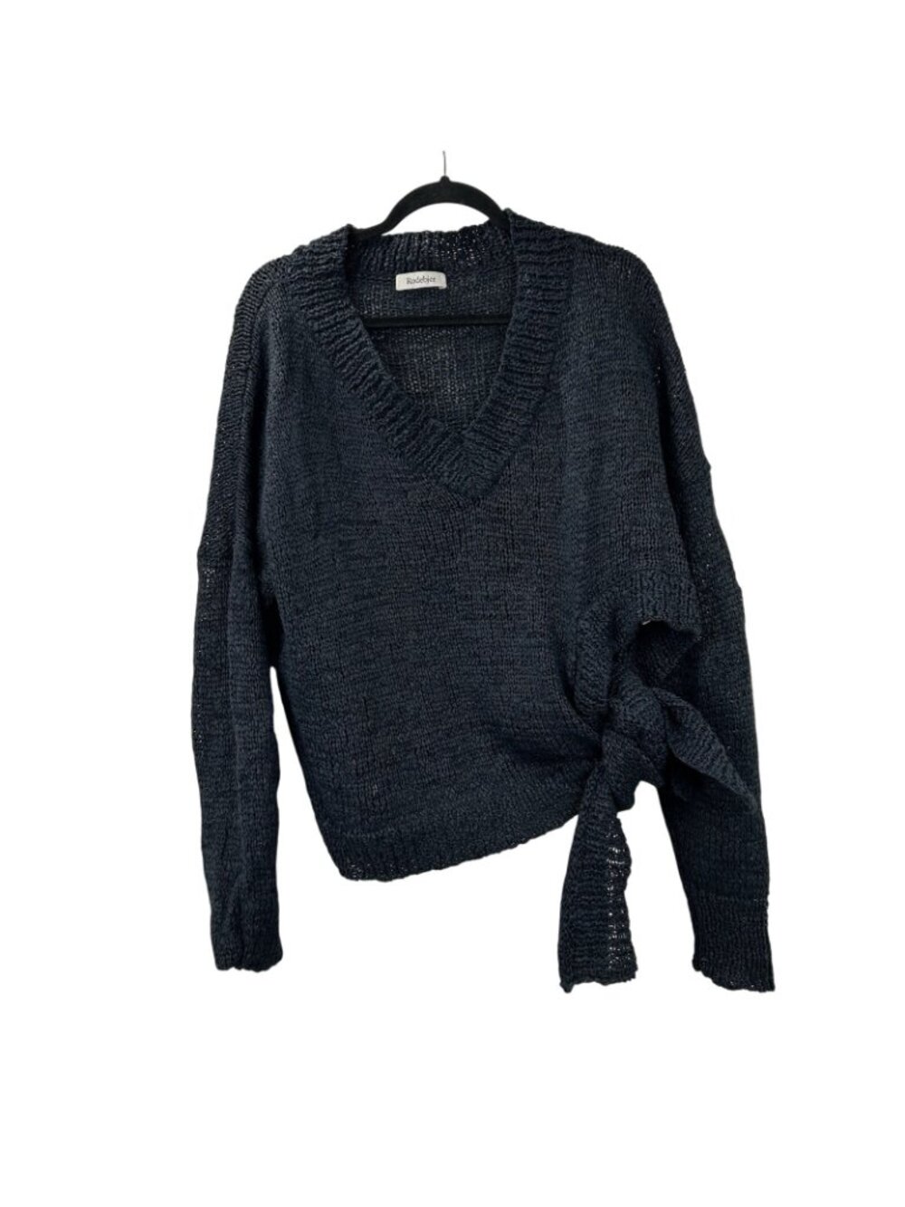 Rodebjer Knotted Open-Knit Sweater Womens XS V-neck Side-Tie Detail Long Sleeve - Picture 14 of 16